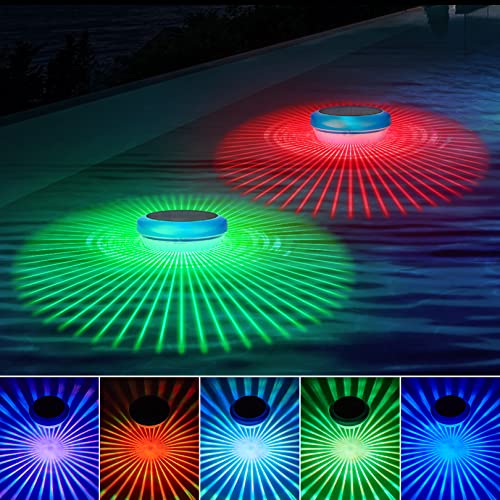 Solar Schwimmende Pool Licht,LED poolbeleuchtung mit Farbwechsel Wasserdicht Teichbeleuchtung für Garten Deko,Unterwasser Licht für Schwimmbädern,Wasserparks verwendet und Pool,Teich,Brunnen-2 Stück