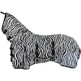 Marengos - Zebra-Fliegendecke mit Halsteil & Bauchlatz | robuste & atmungsaktive Ekzemerdecke | Schutz vor Insekten | extrem winddurchlässige Fliegendecke | Outdoor-Pferdedecke 115cm
