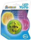 alldoro 60342 - LED YoYo Ø 6 cm, leuchtendes Anfänger Jojo aus Kunststoff, Einsteiger Yo Yo mit Leuchteffekt für Kinder ab 3 Jahren, für Indoor und Outdoor, inklusive Batterien, in 4 Farben sortiert