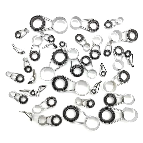 CHENNAN 35 Stück Angelrute Führungs Ring, Köder-Angelruten-Führungsringe, Angelruten praktisch führungsring, Angelrute Reparatur kit, Edelstahl Keramik Angelrute Pole Guide Ring Set Zubehör (Schwarz)