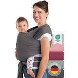 Laleni Tragetuch Baby neugeboren bis 15 kg aus weicher Baumwolle - Babytrage Neugeborene ab Geburt - OEKO-TEX zertifiziertes Tragetuch Kleinkind - Wickeltuch Baby mit 5,10 m Länge - Babytuch in Grau