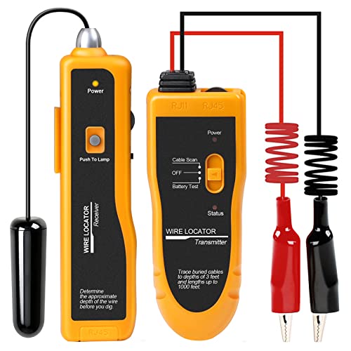 Kolsol F02 Erdkabel-suchgerät, Erdkabel-suchgerät mit Kopfhörer, Kabeltester für Haustierzaunkabel, erdverlegte Kabel, Bewässerungskontrolldrähte