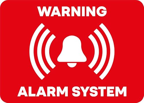 Aufkleber Warnhinweis Alarmanlage „Warning Alarm System“ Folie selbstklebend | Größe wählbar Made in Germany, Größen Name: 14 x 10 cm