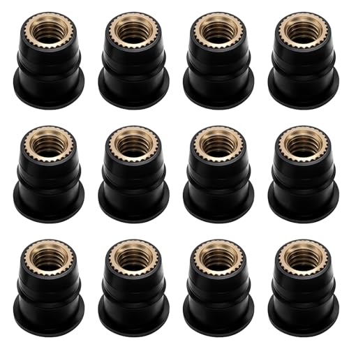 12Pcs Gummimutter M6 Motorrad Windschutzscheiben Bolzen M6 Gummimuttern Gummi Well Mutter Motorrad Screw Kit Windschutzscheiben Wellenmutter Fit für Motorräder