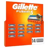 Gillette Fusion5 Rasierklingen, 14 Original Ersatzklingen für Herren mit größerem Gleitstreifen für ein sanftes Gleiten und 5 Klingen für eine unglaublich gründliche und komfortable Rasur