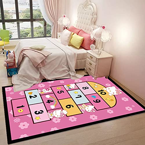 jia cool, Cartoon-Teppich, Prinzessinnen- und Schloss-Teppich für Wohnzimmer, Dekoration, rutschfeste Spielmatte für Schlafzimmer, Kinderspielteppiche, Kinderzimmer (80 x 120 cm)