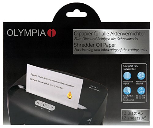 OLYMPIA Ölpapier für Aktenvernichter zum Reinigen und Schmieren des Schneidwerkes