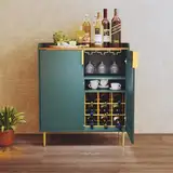 HOLTICO Weinschrank mit Weinregalen für 9 Flaschen, Barschrank Moderne Kaffeetresen-Schrank, Alkoholschrank Flaschenregal Holz, Sideboard-Buffetschrank für Bar, Küche, Esszimmer, Wohnzimmer