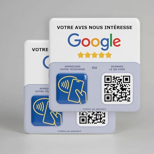 NFC und QR Code-Schild für Google Avis – 12 x 12 cm – Google für Schilder und Unternehmen (x2)