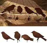 通用 YGDE-2710-V04H Edelrost Metall Vogel Gartenstecker mit Schraubgewinde, 4 Stück