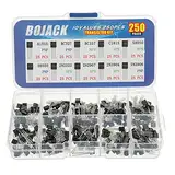 Bojack 10 Werte, 250 Stück, A1015 / BC327 / BC337 / C1815 / S8050 / S8550 / 2N222 / 2N2907 / 2N3904 / 2N3906 / PNP / NPN Leistung, Allzweck, Transistoren, Sortimentskit