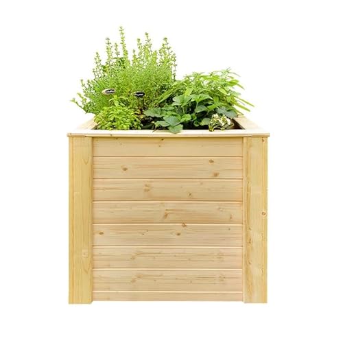 Hochbeete aus Fichte - aus nachhaltiger nordeuropäischer Fichte gefertigt - nutzbar als Pflanzkasten, Kräuterbeet oder Anzuchtbeet - Lieferung inkl. Kleineisen und Pflanzfolie (L 76x B 76x H 79 cm)