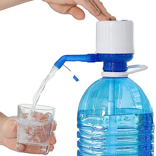 InnovaGoods® Manueller Wasserspender für XL-Flaschen, Einfache Handhabung, BPA-frei, Inklusive 3 Saugschläuche, Blau/Weiß, 8 x 16,5 x 18 cm, Polypropylen