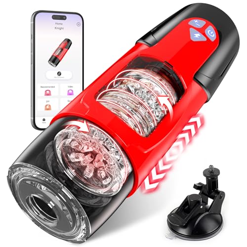 Pangpangmi Elektrischer Masturbator Sexmaschine Maschinen & Geräte Masturbieren für Männer, Sex Spielzeug für die Männer mit 7 Modi Teleskopfunktion und Rotation, App-Steuerung Masturbatoren