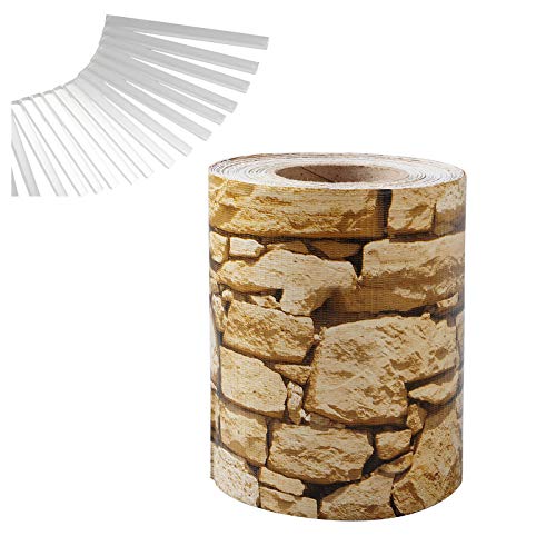 Lestarain Sichtschutzstreifen Stabmattenzaun Sichtschutzfolie PVC 25 Stücke Klemmenclips für den Gartenzaun,Balkon 19cm x 35 m,Sandstein