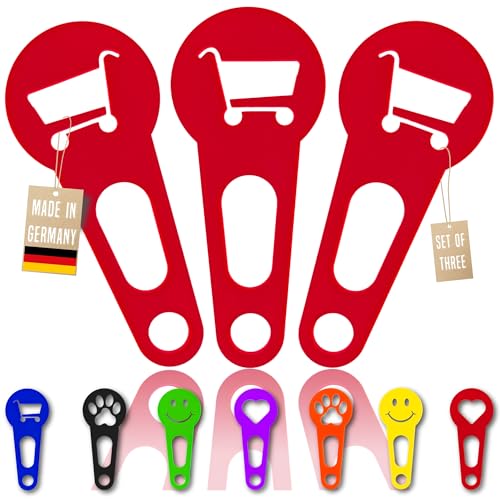 OnAir 3 x Einkaufswagenlöser zum abnehmen als Schlüsselanhänger; Einkaufswagenchip sofort abziehbar 3 Stück im Set; Handmade (Rot, Einkaufswagen)