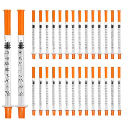 30 Stück 1ml/cc Spritze 29G-8mm, Spritzen 1ml Plastiktube Mehrzweck Messwerkzeuge, einzeln verpackt
