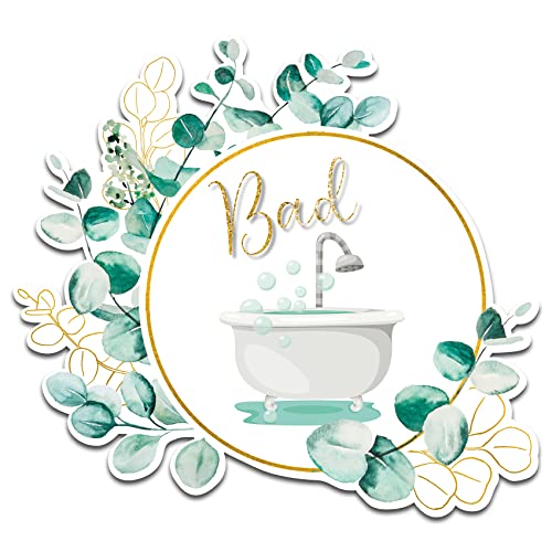 Dekoaufkleber Türaufkleber für WC Bad Badezimmer Tür Toilette Deko Sticker mit Blumen Motiv Wandtattoo Wand Aufkleber selbstklebend Y066 (09 Bad 2)