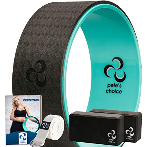 Yoga Set für Anfänger – Fitness Set mit Yogarad, 2 Blöcken, Zusätzlichem eBook und Gurt. Fitness Zubehör für Anfänger | Geschenk für Fans