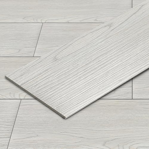 Eikuavons PVC Bodenbelag Selbstklebende, Vinyl-Fliesen, Vinylboden, 91,44 cm x 15,24 cm - Dicke 2 mm, Vinyl Laminat Rutschfeste Dekor-Dielen für Schlafzimmer, Wohnzimmer, 72 Fliesen/10 ㎡, Rauchgrau