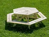 Pinolino Kindersitzgarnitur, 6 Eck, Garten, Outdoor, stabil, Platz für viele Kinder, zur einfachen Selbstmontage