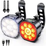 2 Stück Fahrradlicht, Hohe Lumen Super Helles Fahrradlicht, 8+7 Modi Fahrradscheinwerfer und Rücklicht-Set, IP65 wasserdichte Fahrradlichter, Kann auch als Kinderwagen Licht/Helm Licht/Rucksack Licht