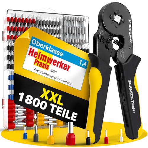 Crimpzangen Set von SCHMITZ.Tools® [1800 Teile] - Premium Aderendhülsen Zange [0,25– 10mm2] - Krimpzange - Presszange - Elektrowerkzeug - Aderendhülsenzange