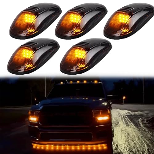 Upven No Drill Cab Lights, Wireless Solar Powered Cab Lights for Truck, Solar Cab Lights for Truck Wireless, Solar Power Cab Lights for Truck, Wireless Cab Lights for Truck (Yellow, 5 Pcs)