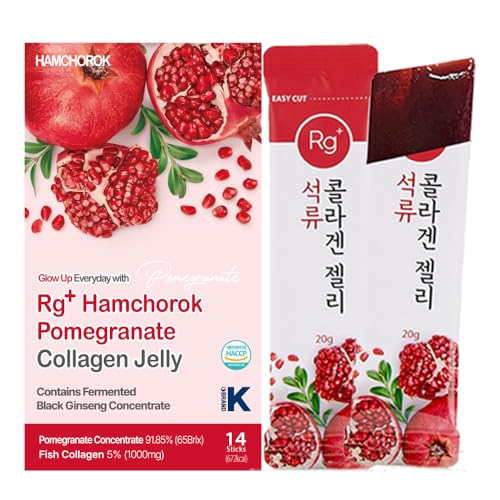 HAMCHOROK Rg+ Granatapfel-Kollagen-Gelee (20 g x 14 Stück) / Antialterung Korean-Beauty / 360DA Meereskollagen + Vitamin C&E Ginseng-Konzentrat zur Unterstützung des Immunsystems, Haut (14)