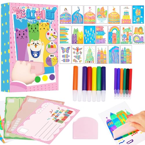 Kratzbilder für Kinder, 35 Stück Regenbogen Kratzkunst für Kinder, DIY Regenbogen Kratzbilder, Regenbogen Scratch Art, Scratch Painting, Kratzkunst Kinder Kratzbild Set für Kinder Mädchen Jungen