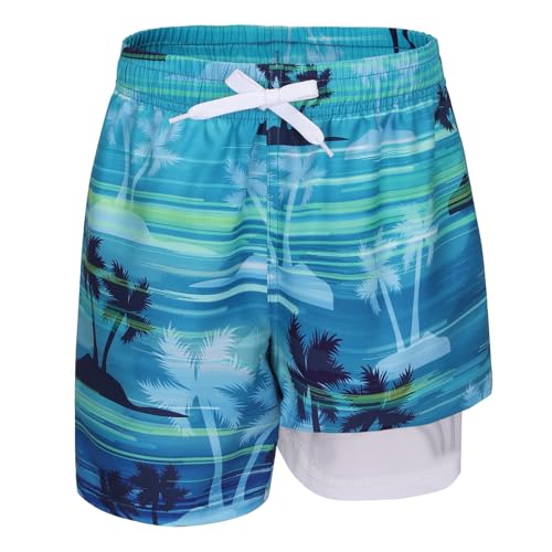 Aisyee Badeshorts Jungen Badehose Kinder Schnell Trocknende Boardshorts Hawaii Boxershorts Liner Strand Shorts 152 158/13-14 Jahre