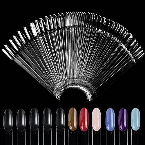 100 Stück Nagel Sticks, Transparent Nail Art Tip Ring Stick, Color Display Nail Display Nagelkunst Praxis Nagel Präsentation für Display und Praxis DIY Nail Art, Oval