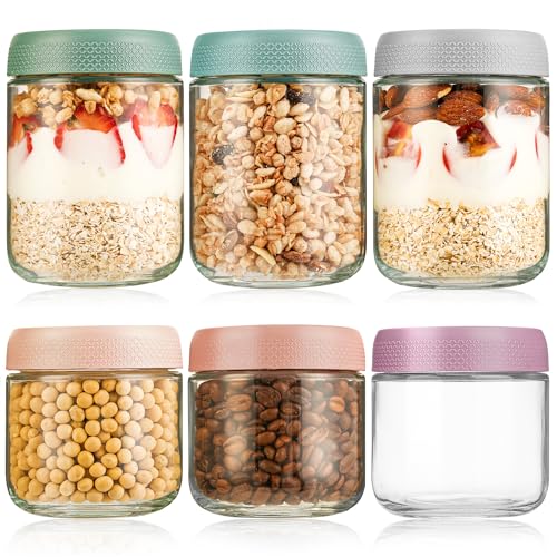 Solvant 6er-set Overnight Oats Gläser,Einmachgläser mit Schraubdeckel für Overnight Oats Salat Joghurt Pudding Chutney Marmelade,klein Gläser mit Deckel Als Mason Jar Meal Prep Boxen