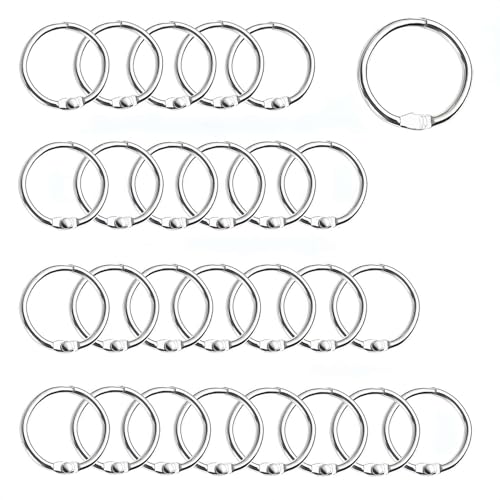 ZuiBestJia 60 Stück Bücher Ringe 25mm Silbern karteikarten ringe Metall Ringe Lose Blatt Buch Ringe Ringbuch Ringe karteikarten ring für Memo-Ablage ,Namensschilder,Fotoalbum und Schlüsselringe usw