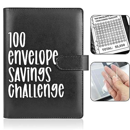 100 Envelope Challenge Binders,Money Saving Challenge Binder,Save Challange $5050 for 100 Days,Budget Planner Binder Cash Stuffing,Budget Planner Book for Budgeting and Saving Money (Schwarz)