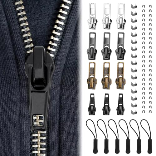 KBNIAN ReißVerschluss Reparatur Set, Metall Ersatz Zipper für ReißVerschluss Reisverschlußreparatur Set für Jacken, Taschen, Gepäck, Schlafsack, Koffer, Geldbörsen