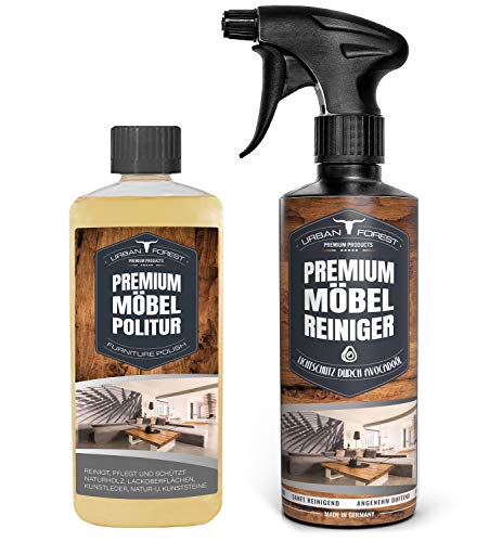 SPARSET Premium Möbelreiniger + Möbelpolitur Holz Öl farblos 2x 500ml | Haushaltsreiniger zur Reinigung & Pflege von Holz Möbel & Leder | Möbelpflege & Holzpflege von URBAN FOREST