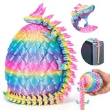 3D Magnetische Drachenei mit Drache, Magnetische Drache im ei, Überraschungs Magnetische Drachenei Figuren, 3D Gedruckter Beweglicher Drachen Spielzeug Ostern Geschenke für Kinder (Rainbow Colors)