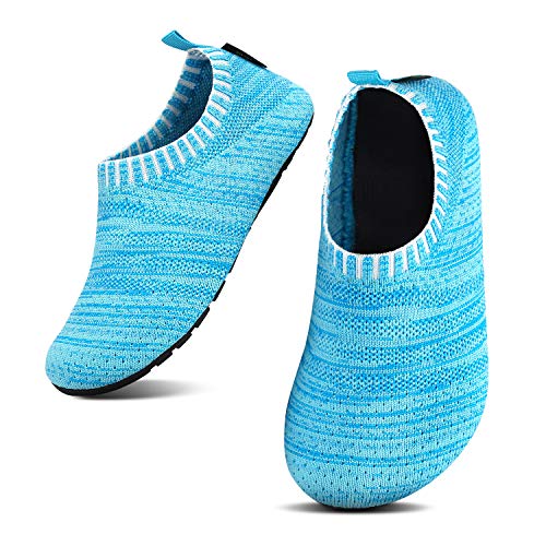 SAGUARO Kinder Hausschuhe Jungen Pantoffeln Mädchen Slippers rutschfest Yoga Kleinkinder Schuhe Unisex-Baby Indoor Weich Walkingschuhe Hüttenschuhe Blau 32/33 EU