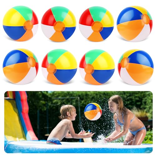 LWMTT 8 Stück Wasserball Aufblasbar, Farbig Wasserbälle, Wasserball Baby, Aufblasbare Wasserbälle, Wasserball Kinder für Pool Party Sommeraktivitäten im Freien Strandparty