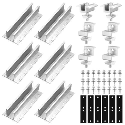 15cm Solarmodul Halterung Set, Lytool PV Halterung Flachdach Kit für 30-35MM Dicke Module Solarpanel Montageset 2 PV Module; Geeignet für Trapezdach Flachdach Montage PV Befestigung Set