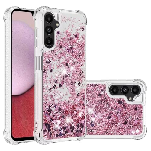 Nadoli Glitzer Treibsand Hülle für Samsung Galaxy A25 5G,Silikon Stoßfest Handyhülle Transparent TPU Bumper Schutzhülle Flüssig Durchsichtig Quicksand Case