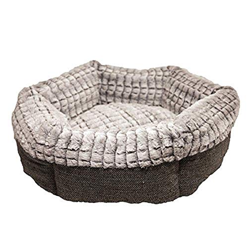 Anjing Hundebett aus Tweed, weich, luxuriös und bequem, Donut-Form, rutschfeste Unterseite, Plüsch