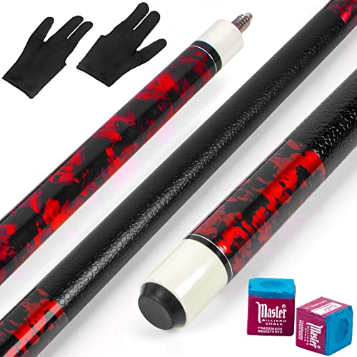 Horse Billard Queue, 58" 21oz Billiard Cue Pool Cue Stick 13mm Spitzen für Billard Tisch Sport(Rot)