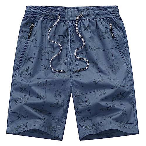 Hosen Herren Jeans Freizeithose Herren Kurze Beine Arbeitshose Herren-Cargo-Shorts für Frühling Sommer, Straße, Freizeit, Sport, mehrere Taschen, Kordelzug, Stretch-Taille, Farbe Mesh (Sky Blue, XL)