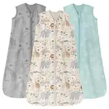 Unnivoll 3er Pack Schlafsack Baby Sommer 0.5 Tog 100% Baumwolle Sommerschlafsack Babyschlafsack 6-12 monate 78 cm für Jungen Mädchen Neugeborene Aprikose Grau Grün Elefant