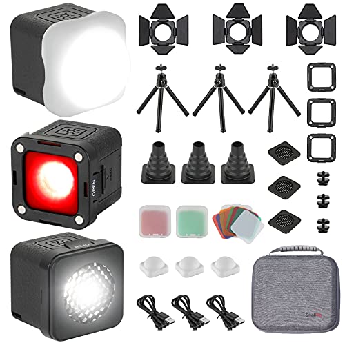 SMALLRIG RM01 LED Videolicht Kit (3 Pack), Videoleuchte Kit Mini Cube mit 8 Farbfiltern, Video Light Kit 5600K CRI95 für Makrofotografie, Entwickelt für Liebhaber von Garage Kits (GK) - 3469