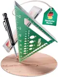 Smabix® Zimmermannswinkel 3er Set [UNZERSTÖRBAR] – 180mm Aluminium Schreinerwinkel mit Tieflochmarker & 6 Ersatzminen, 90 und 45 Grad Anschlagwinkel, inkl. Videoanleitung, Metrisches System