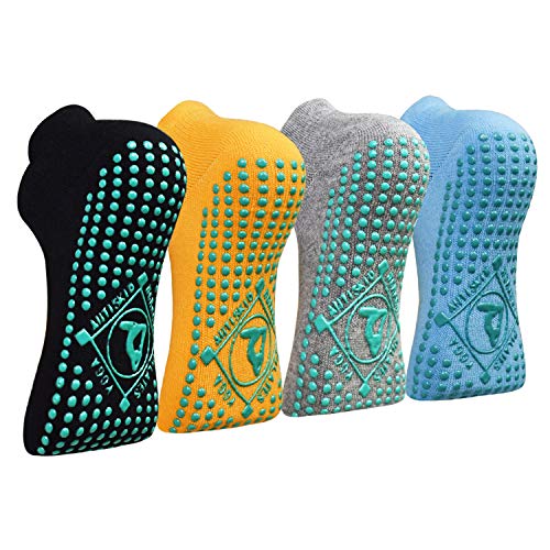 ELUTONG Yoga Socken Anti-Rutsch-Socken (4 Paare) für Damen Pilates, Barre, Tanz, Ballett, Kampfsport, Trampolin, Yoga，Fitness, Krankenhaus, Reha, Heim- und Körperbalance EU 35-40