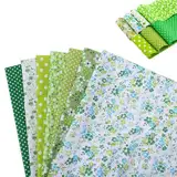 MSLSOZ Baumwollstoffquadrate zum Quilten, 50 x 50 cm, 7 Stück, grünes Patchwork-Muster, geeignet für Patchwork-Spleißen und DIY handgefertigte Stoffe
